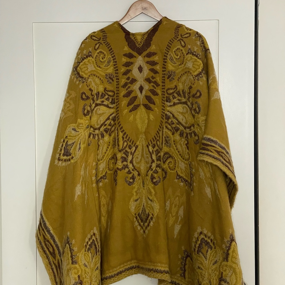 Free People Mustard and Brown Knit Poncho - Picture 5 of 5